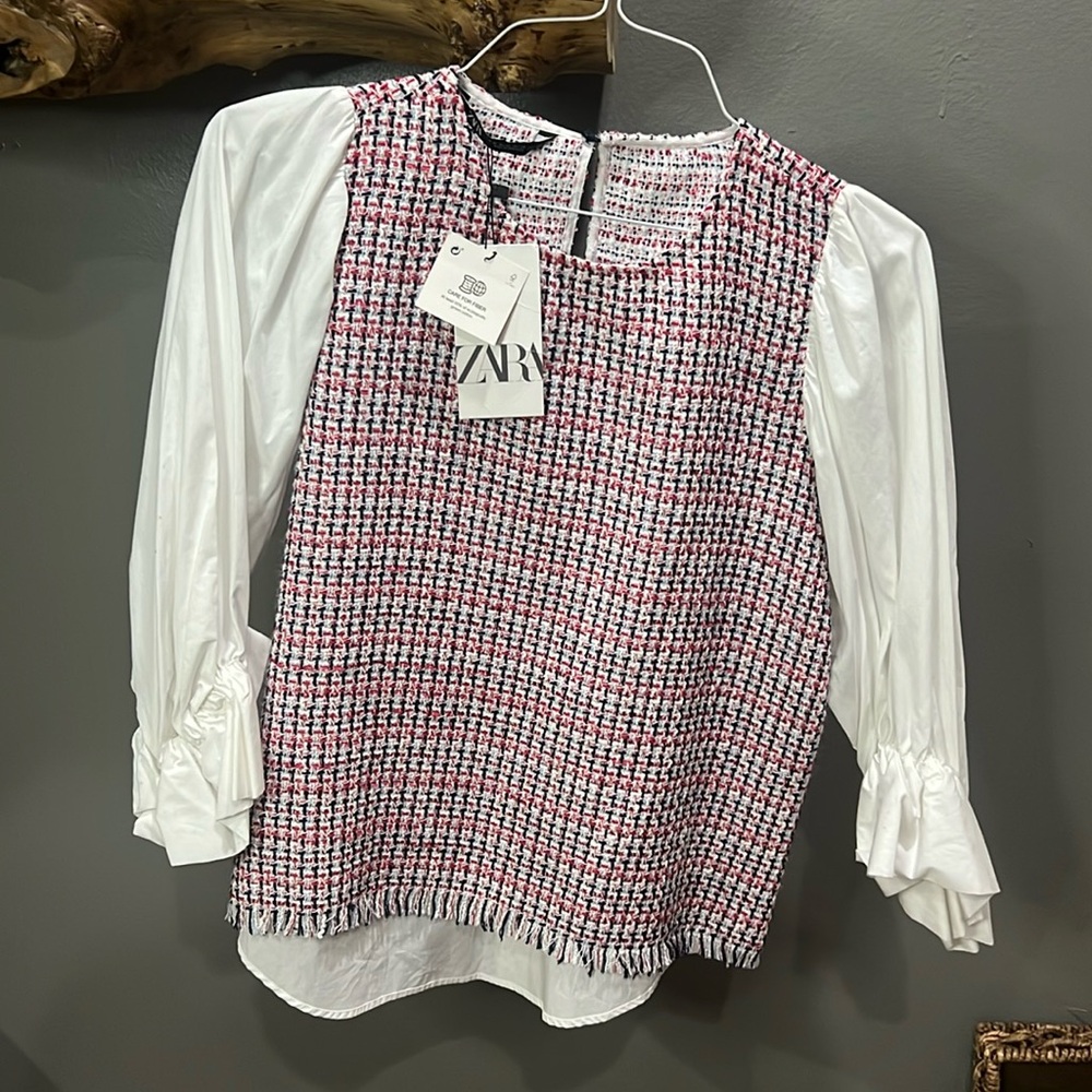 ZARA NWT tweed blouse